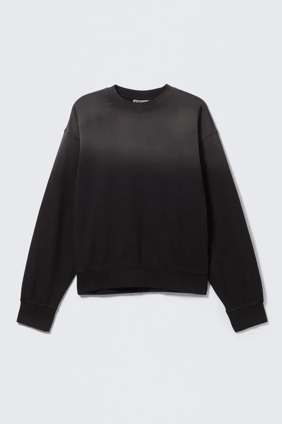 Sudadera holgada con efecto desgastado – Negro descolorido Sudadera holgada con efecto desgastado – Negro descolorido