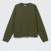 Sudadera holgada con efecto desgastado – Verde oscuro Sudadera holgada con efecto desgastado – Verde oscuro