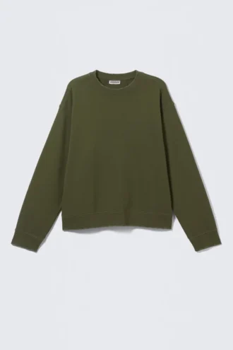 Sudadera holgada con efecto desgastado – Verde oscuro