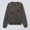 Sudadera holgada con estampados – Negro lavado – Down to Earth Sudadera holgada con estampados – Negro lavado – Down to Earth