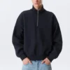 Sudadera holgada con media cremallera – Azul marino oscuro Sudadera holgada con media cremallera – Azul marino oscuro