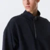 Sudadera holgada con media cremallera – Azul marino oscuro Sudadera holgada con media cremallera – Azul marino oscuro
