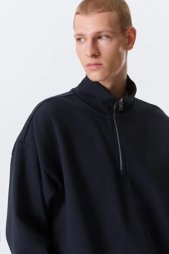 Sudadera holgada con media cremallera – Azul marino oscuro Sudadera holgada con media cremallera – Azul marino oscuro