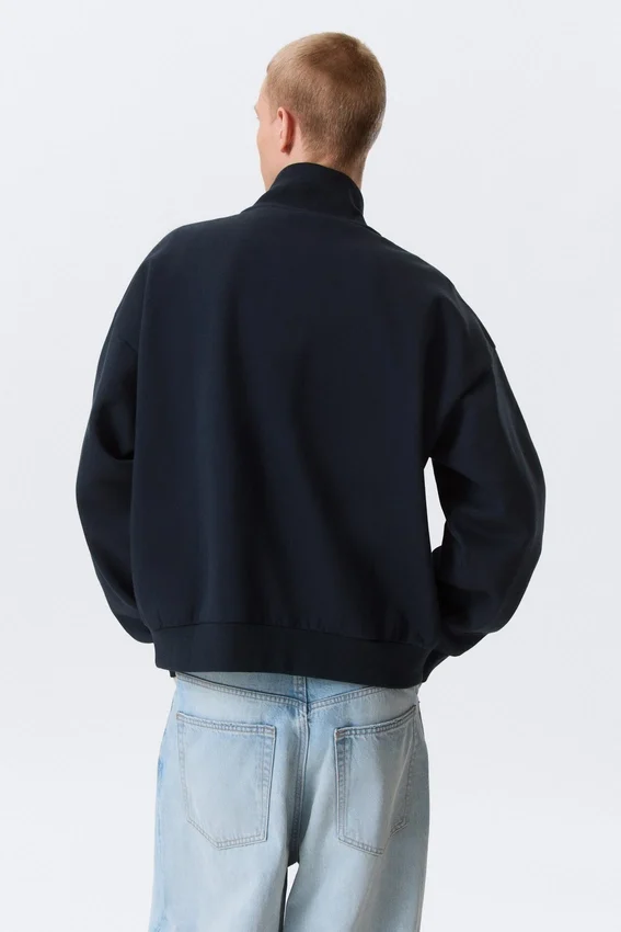Sudadera holgada con media cremallera – Azul marino oscuro Sudadera holgada con media cremallera – Azul marino oscuro