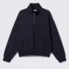 Sudadera holgada con media cremallera – Azul marino oscuro Sudadera holgada con media cremallera – Azul marino oscuro