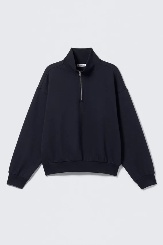 Sudadera holgada con media cremallera – Azul marino oscuro Sudadera holgada con media cremallera – Azul marino oscuro