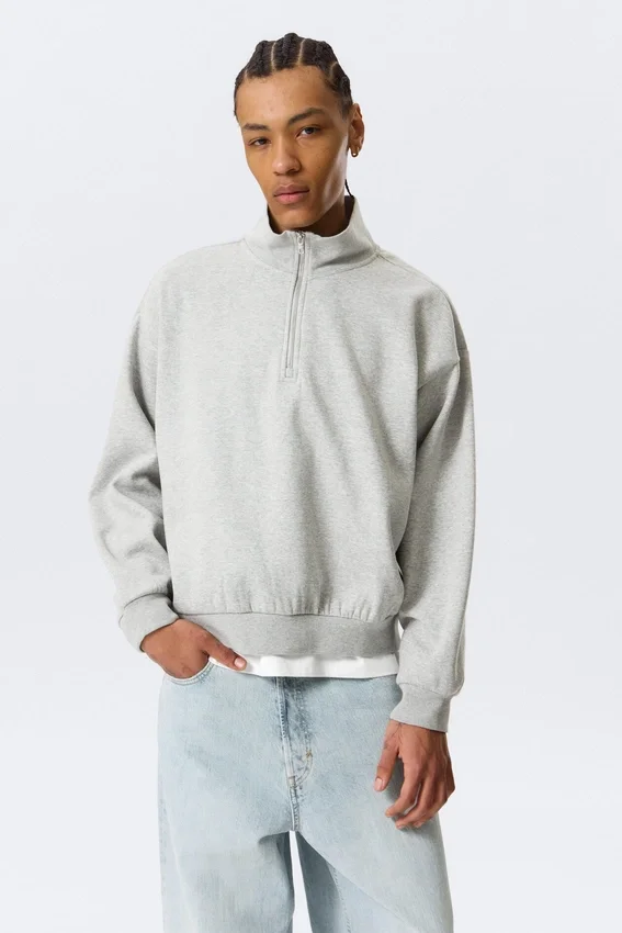 Sudadera holgada con media cremallera – Gris Sudadera holgada con media cremallera – Gris