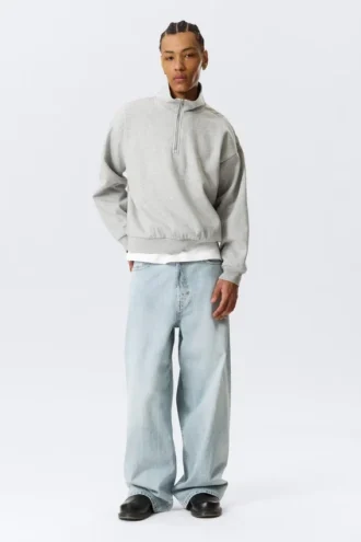 Sudadera holgada con media cremallera – Gris