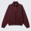 Sudadera holgada con media cremallera – Rojo oscuro Sudadera holgada con media cremallera – Rojo oscuro
