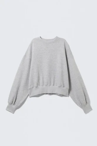 Sudadera oversize de cuello redondo – Gris jaspeado Sudadera oversize de cuello redondo – Gris jaspeado