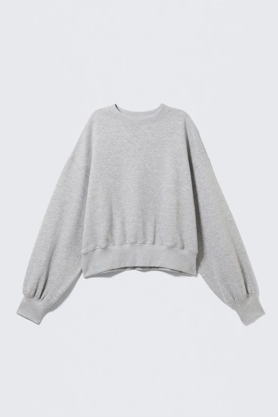 Sudadera oversize de cuello redondo – Gris jaspeado Sudadera oversize de cuello redondo – Gris jaspeado