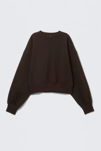 Sudadera oversize de cuello redondo – Marrón oscuro Sudadera oversize de cuello redondo – Marrón oscuro
