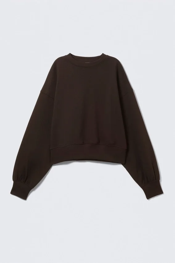 Sudadera oversize de cuello redondo – Marrón oscuro Sudadera oversize de cuello redondo – Marrón oscuro