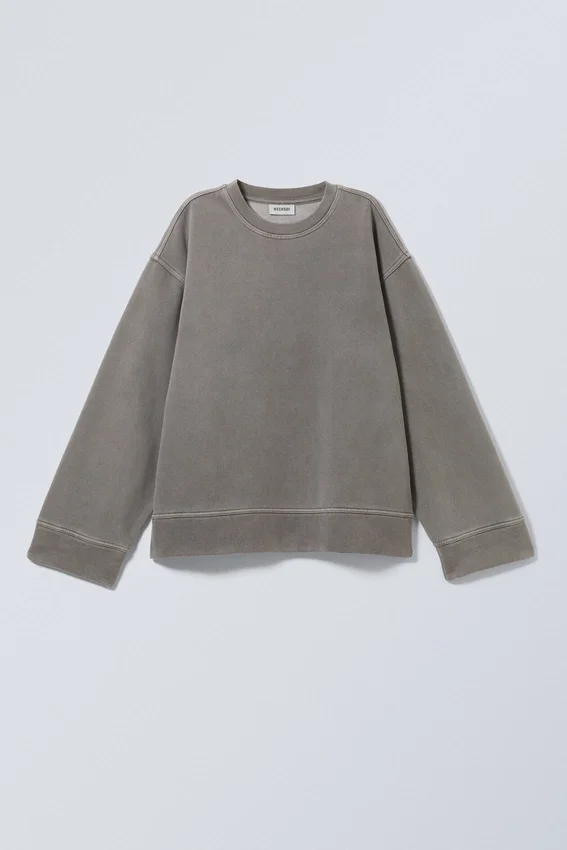 Sudadera oversize de tejido grueso – Gris polvoriento lavado Sudadera oversize de tejido grueso – Gris polvoriento lavado
