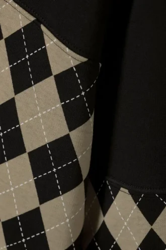 Sudadera polo holgada con estampados – Negro – Inserto de rombos
