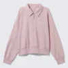 Sudadera polo holgada con media cremallera – Rosa empolvado claro Sudadera polo holgada con media cremallera – Rosa empolvado claro