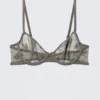 Sujetador con aros de encaje transparente – Gris empolvado