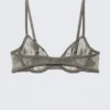 Sujetador con aros de encaje transparente – Gris empolvado