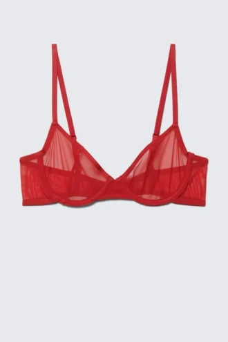 Sujetador con aros de malla – Rojo brillante