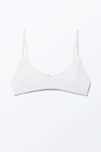 Sujetador con cuello redondo suave – Blanco