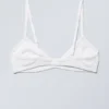 Sujetador de algodón con cuello redondo acanalado – Blanco Sujetador de algodón con cuello redondo acanalado – Blanco
