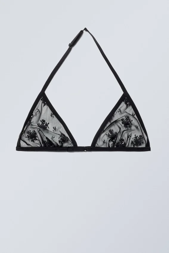 Sujetador de encaje con cuello halter – Negro Sujetador de encaje con cuello halter – Negro