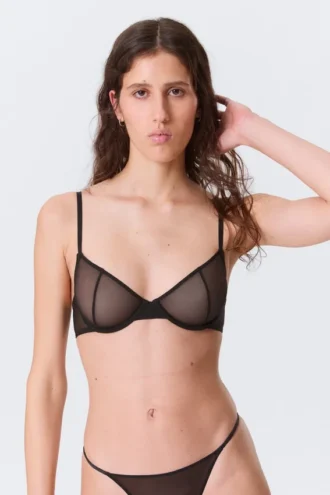 Sujetador de malla con aros – Negro