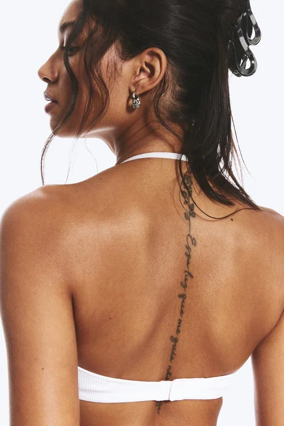 Sujetador halter de canalé suave – Blanco Sujetador halter de canalé suave – Blanco