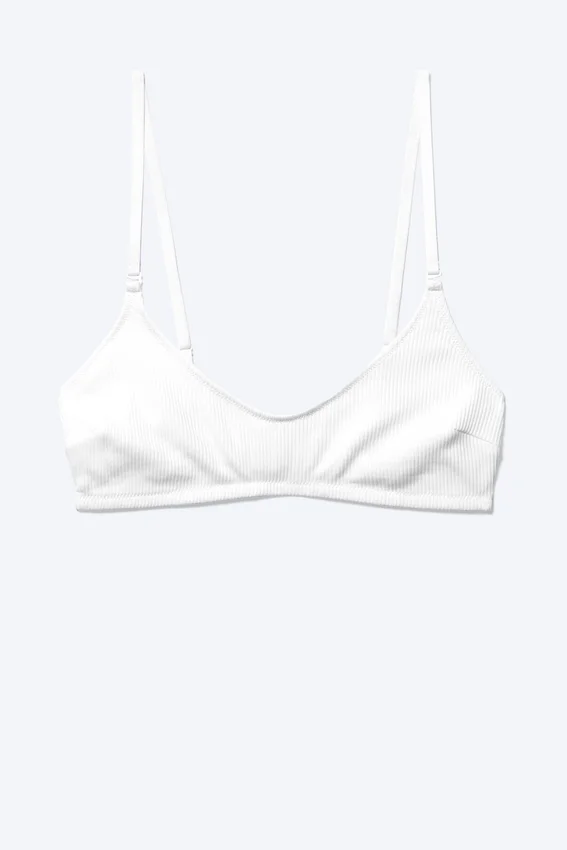 Sujetador halter de canalé suave – Blanco Sujetador halter de canalé suave – Blanco