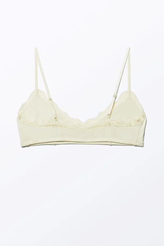 Sujetador suave sin aros con cuello redondo – Blanco empolvado Sujetador suave sin aros con cuello redondo – Blanco empolvado