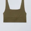 Sujetador suave Soul con cuello redondo – Verde caqui oscuro