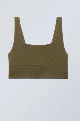 Sujetador suave Soul con cuello redondo – Verde caqui oscuro
