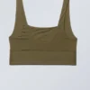 Sujetador suave Soul con cuello redondo – Verde caqui oscuro