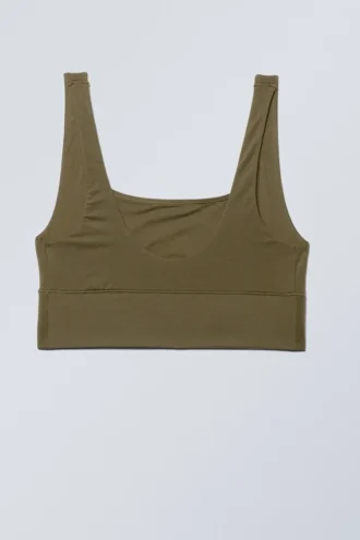 Sujetador suave Soul con cuello redondo – Verde caqui oscuro