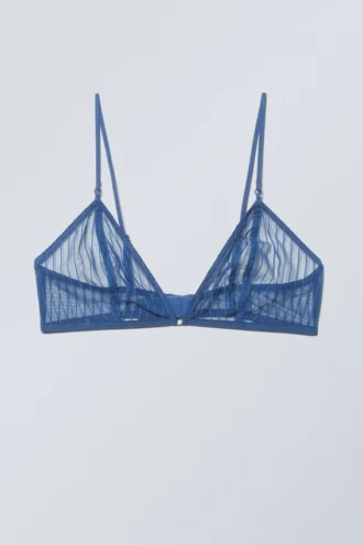 Sujetador tipo bralette con encaje Zelda – Azul