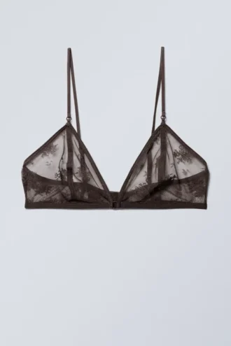 Sujetador tipo bralette con encaje Zelda – Marrón oscuro