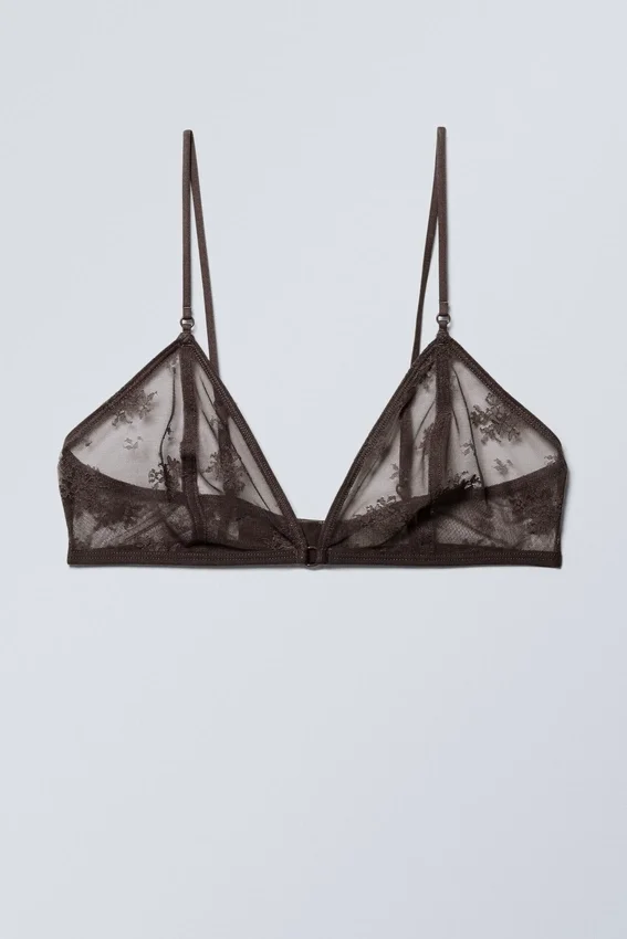 Sujetador tipo bralette con encaje Zelda – Marrón oscuro Sujetador tipo bralette con encaje Zelda – Marrón oscuro