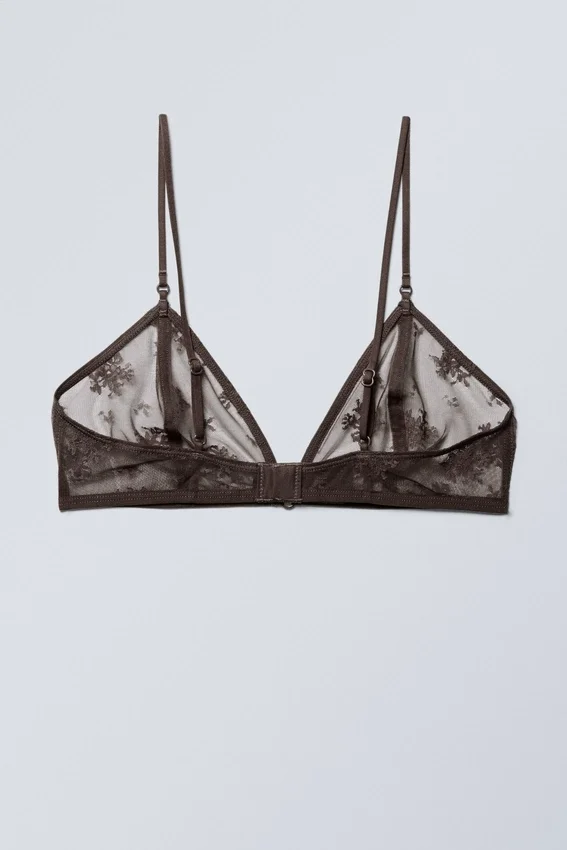 Sujetador tipo bralette con encaje Zelda – Marrón oscuro Sujetador tipo bralette con encaje Zelda – Marrón oscuro