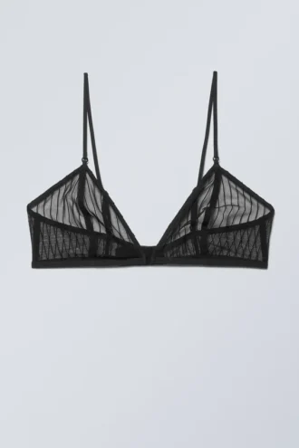 Sujetador tipo bralette de encaje Zelda – Rayas negras