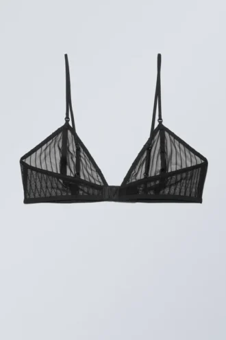 Sujetador tipo bralette de encaje Zelda – Rayas negras