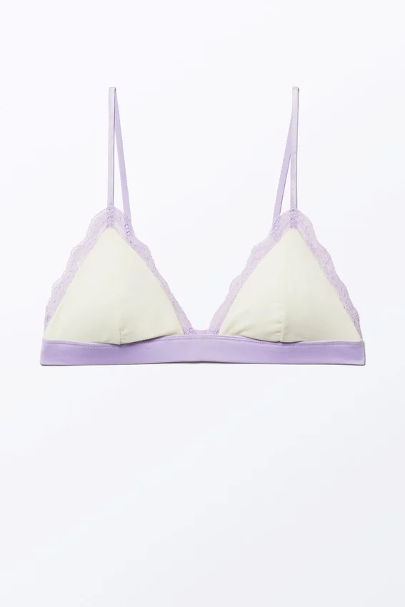 Sujetador triangular acolchado suave – Blanco empolvado y lila Sujetador triangular acolchado suave – Blanco empolvado y lila