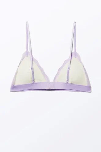 Sujetador triangular acolchado suave – Blanco empolvado y lila