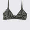 Sujetador triangular con cuello en V de microtejido suave – Gris oscuro – Estampado arrugado Sujetador triangular con cuello en V de microtejido suave – Gris oscuro – Estampado arrugado