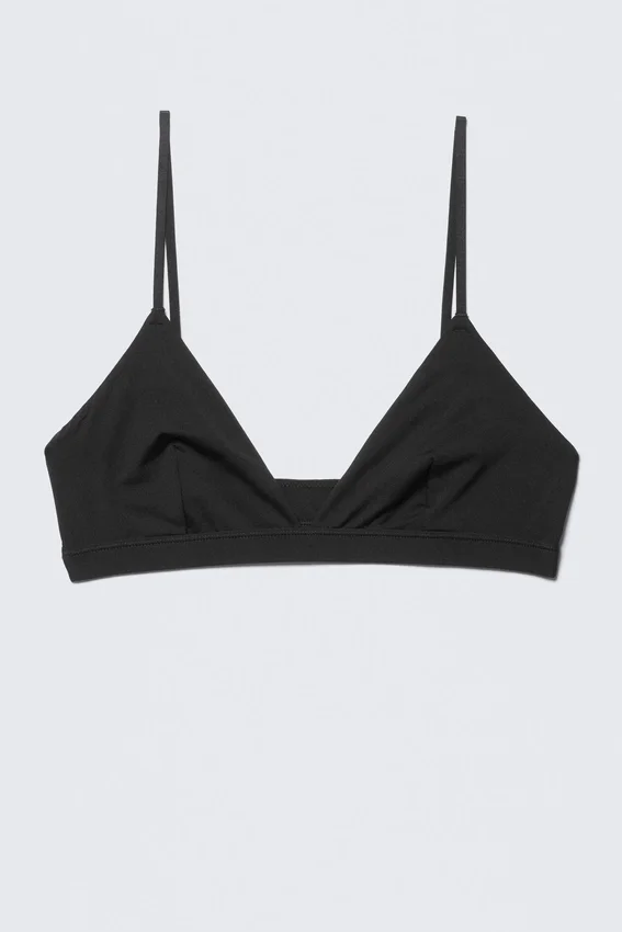 Sujetador triangular con cuello en V de microtejido suave – Negro Sujetador triangular con cuello en V de microtejido suave – Negro