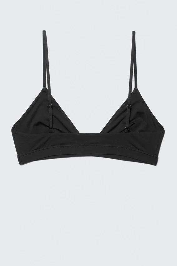 Sujetador triangular con cuello en V de microtejido suave – Negro Sujetador triangular con cuello en V de microtejido suave – Negro