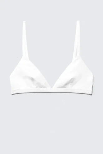 Sujetador triangular de algodón suave – Blanco