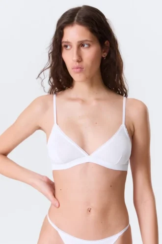 Sujetador triangular de algodón suave – Blanco