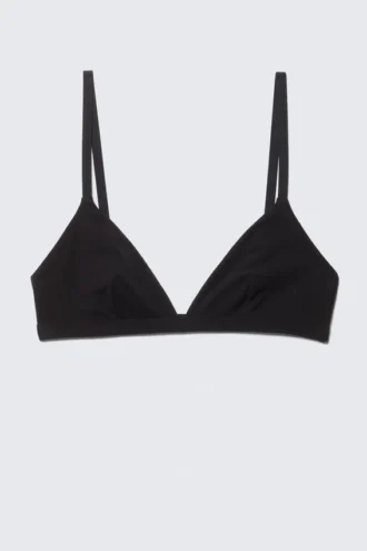 Sujetador triangular de algodón suave – Negro