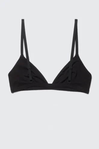 Sujetador triangular de algodón suave – Negro