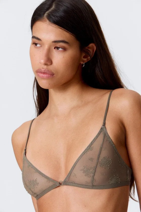 Sujetador triangular de encaje – Gris empolvado Sujetador triangular de encaje – Gris empolvado